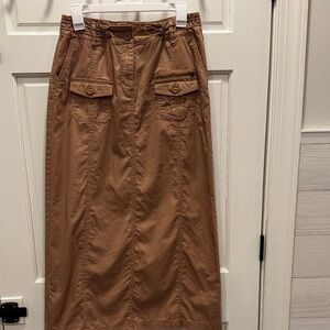 Cato Tan Maxi Skirt with Pocket Details